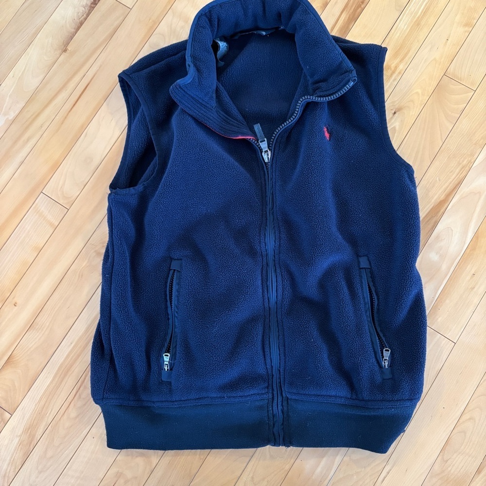 Polo by Ralph Lauren Fleece Vest Polartec Classic Size L Navy Hood